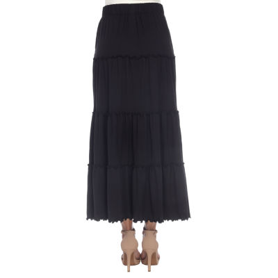 White Mark Womens Mid Rise Long Full Skirt
