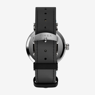Timex Standard Peanuts Mens Black Leather Strap Watch Tw2v60600vq