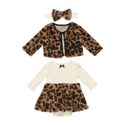 Baby Starters Girls Long Sleeve Fitted 3-pc. Dress Set
