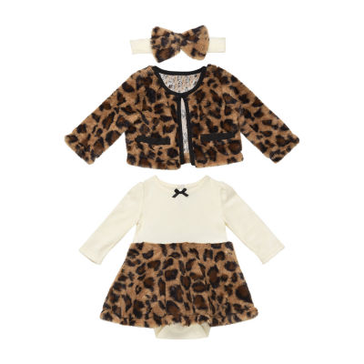 Baby Starters Baby Girls Long Sleeve Fitted Sleeve 3-pc. Dress Set