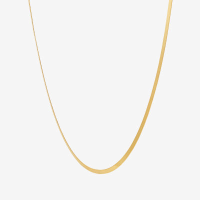 Made in Italy 14K Gold 16 - 18 Inch Solid Herringbone Chain Necklace