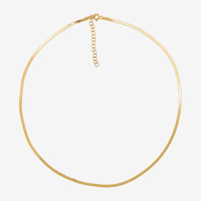 Made in Italy 14K Gold 16 Inch Solid Herringbone Chain Necklace