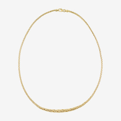 Made in Italy 18K Gold 16 1/2 Inch Hollow Wheat Chain Necklace