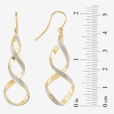 14K Yellow Gold Twisted Glitter Drop Earrings