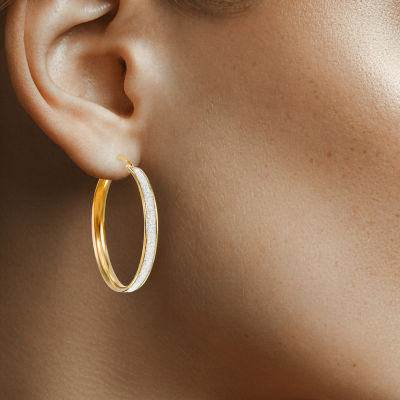 14K Gold Glitter Hoop Earrings