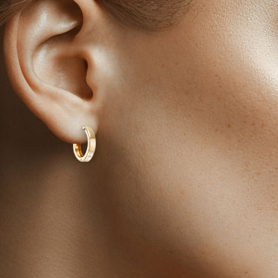 14K Yellow Gold 12.35mm Hinged Square-Edge Hoop Earrings