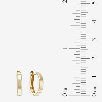 14K Yellow Gold 12.35mm Hinged Square-Edge Hoop Earrings