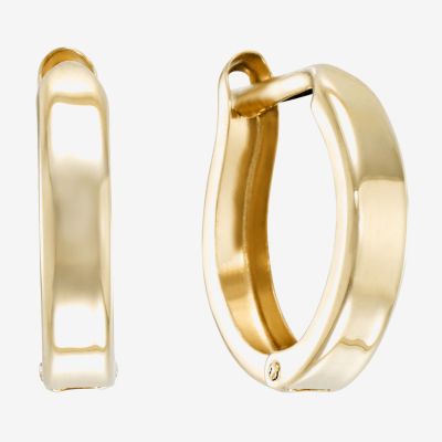 14K Yellow Gold 12.35mm Hinged Square-Edge Hoop Earrings