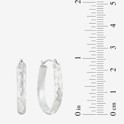 Diamond-Cut 14K White Gold 24mm Pear-Shaped Hoop Earrings