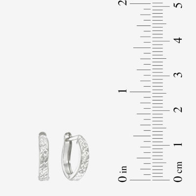 Diamond-Cut 14K White Gold Hinged Hoop Earrings