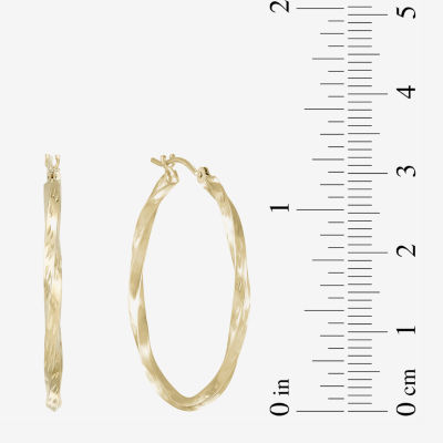 Diamond-Cut Round Twist Hoop Earrings 10K Gold