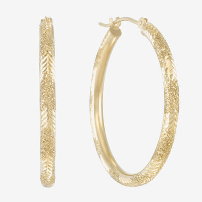 Diamond-Cut Candy Stripe Hoop Earrings 10K Gold