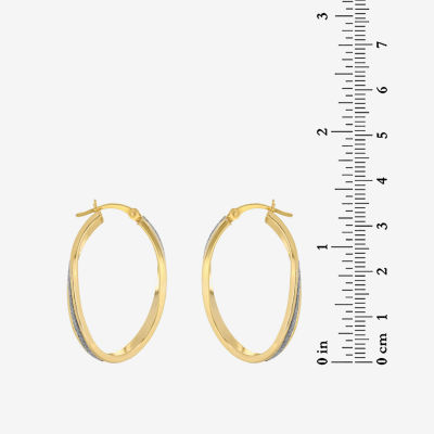 18K Gold Over Silver 35mm Glitter Hoop Earrings