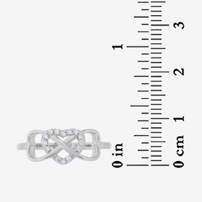 DiamonArt® 3MM 1/5 CT. T.W. Lab Created White Cubic Zirconia Sterling Silver Heart Band
