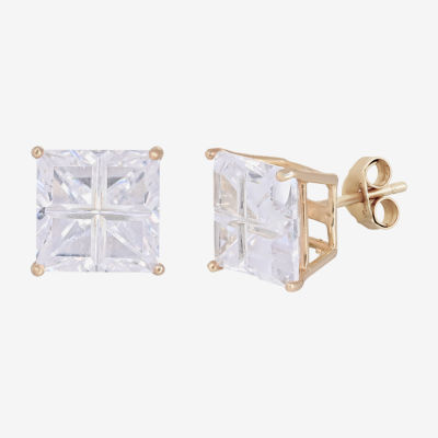 DiamonArt® White Cubic Zirconia 18K Gold Over Silver 10mm Stud Earrings