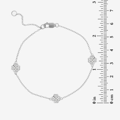 DiamonArt® Sterling Silver 7 Inch Hollow Cable Ankle Bracelet