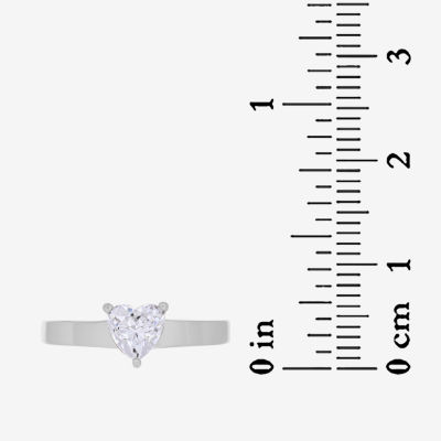 Womens 1 5/8 CT. T.W. White Zirconia Sterling Silver Heart Solitaire Cocktail Ring