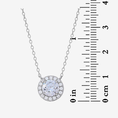 Womens CT. T.W. White Zirconia Sterling Silver Round 18 Inch Pendant Necklace