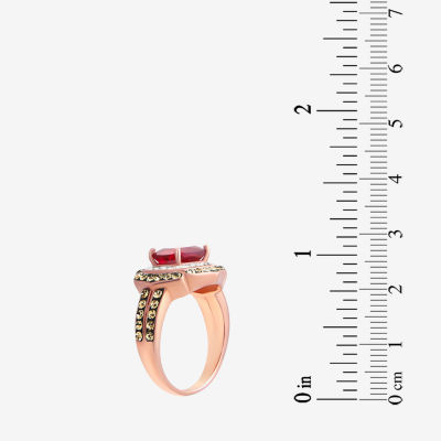 14K Rose Gold Over Silver Red Crystal Ring