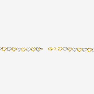 Gold Close Out Womens 10K Gold 7.5 Inch Heart Chain Bracelet