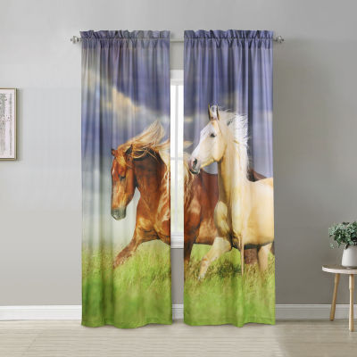 Photo Real Rod Pocket Light-Filtering Set of 2 Curtain Panel
