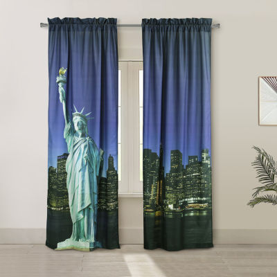 Photo Real Light-Filtering Rod Pocket Set of 2 Curtain Panel