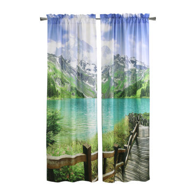 Photo Real Light-Filtering Rod Pocket Set of 2 Curtain Panel