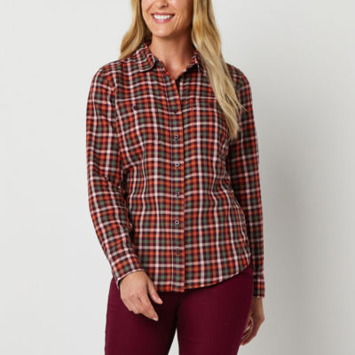 Hollister 100% Cotton Plaid Red Long Sleeve Button-Down Shirt Size