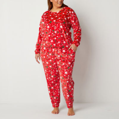 Jaclyn Womens Plus Crew Neck Short Sleeve 2-pc. Pant Pajama Set