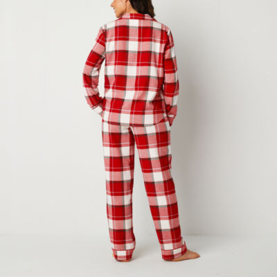 Liz Claiborne Womens Long Sleeve 2 pc. Flannel Pajama Set