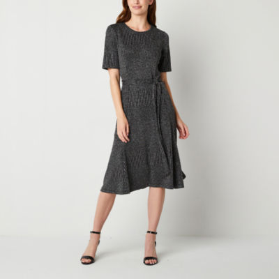 Studio 1 Short Sleeve Midi Fit + Flare Dress