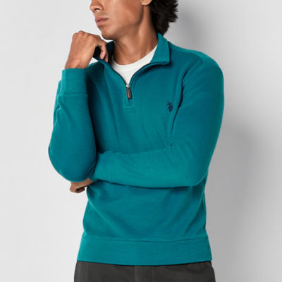 U.S. Polo Assn. Flatback Mens High Neck Long Sleeve Quarter-Zip Pullover