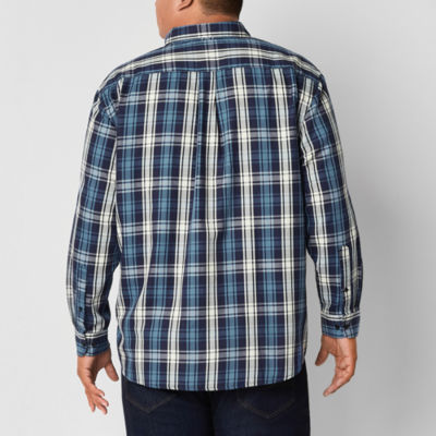 U.S. Polo Assn. Big and Tall Mens Moisture Wicking Regular Fit Long Sleeve Plaid Button-Down Shirt