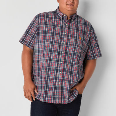 U.S. Polo Assn. Big and Tall Mens Moisture Wicking Regular Fit Short Sleeve Plaid Button-Down Shirt