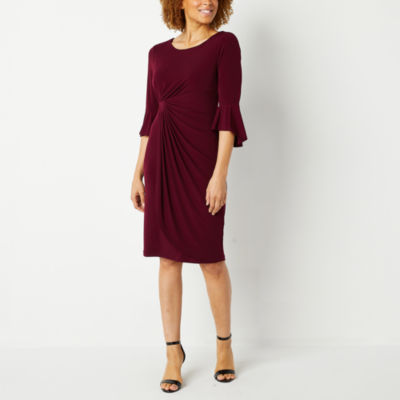 Connected Apparel 3/4 Bell Sleeve Sheath Dress