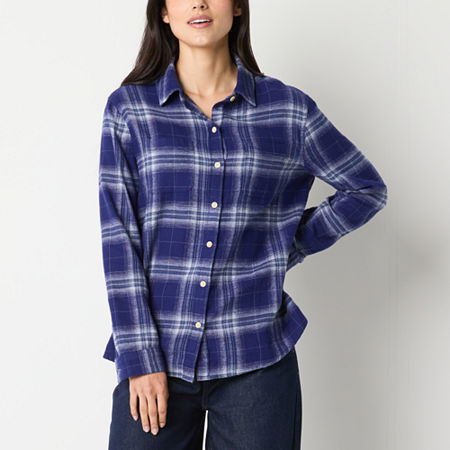 Image of a.n.a Womens Plaid Long Sleeve Cuffed Sleeve Regular Fit Tall Button-Down Shirt, X-large Tall, Green