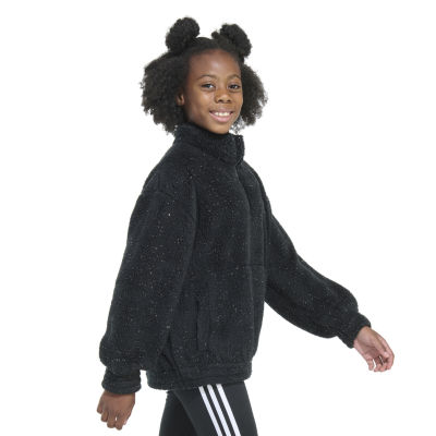 adidas Big Girls Embroidered Mock Neck Long Sleeve Sweatshirt