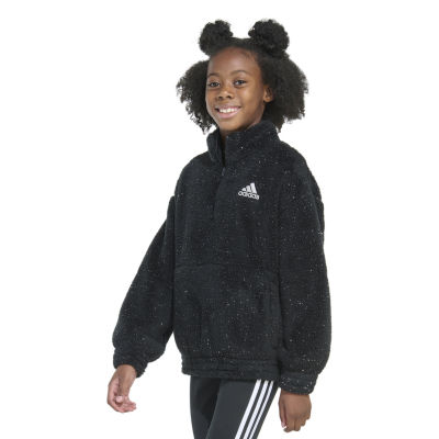 adidas Big Girls Embroidered Mock Neck Long Sleeve Sweatshirt