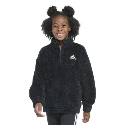 adidas Big Girls Embroidered Mock Neck Long Sleeve Sweatshirt