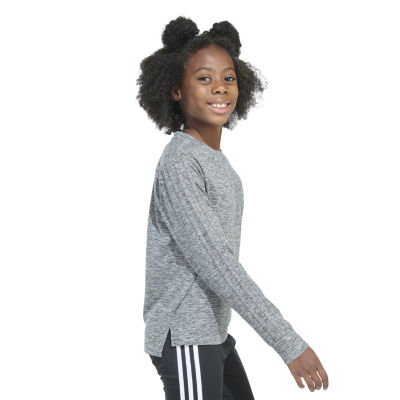 adidas Big Girls Crew Neck Long Sleeve Graphic T-Shirt