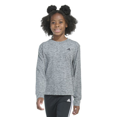 adidas Big Girls Crew Neck Long Sleeve Graphic T-Shirt