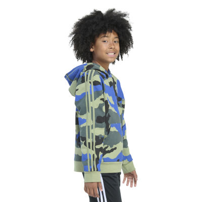 adidas Big Kid Boys Long Sleeve Embroidered Fleece Active Hoodie