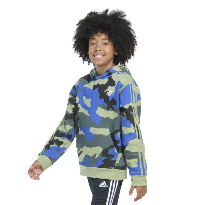 adidas Big Kid Boys Long Sleeve Embroidered Fleece Active Hoodie