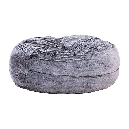 Sealy Bala Faux Fur Memory Foam Bean Bag Chair, One Size, Gray