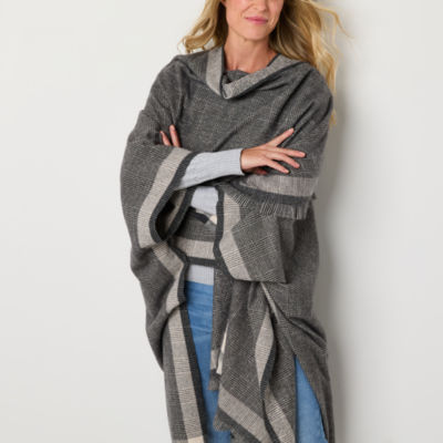 Liz Claiborne Plaid Wrap With Border