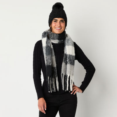 Mixit Chenille Beanie  And Buffalo Scarf Set 2-pc. Cold Weather