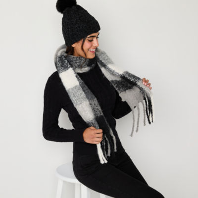Mixit Chenille Beanie  And Buffalo Scarf Set 2-pc. Cold Weather Sets