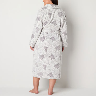 Liz Claiborne Womens Plus Fleece Long Sleeve Length Robe