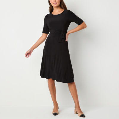 Perceptions Womens Short Sleeve Fit + Flare Dress