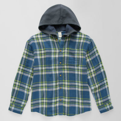 Thereabouts Little & Big Boys Hooded Long Sleeve Flannel Shirt